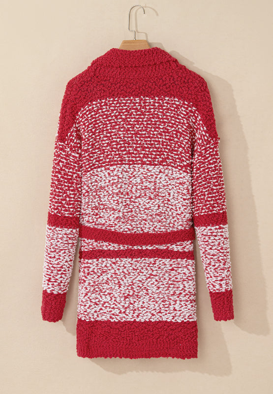 Contrast Trim Open Front Longline Cardigan - Classique Collection