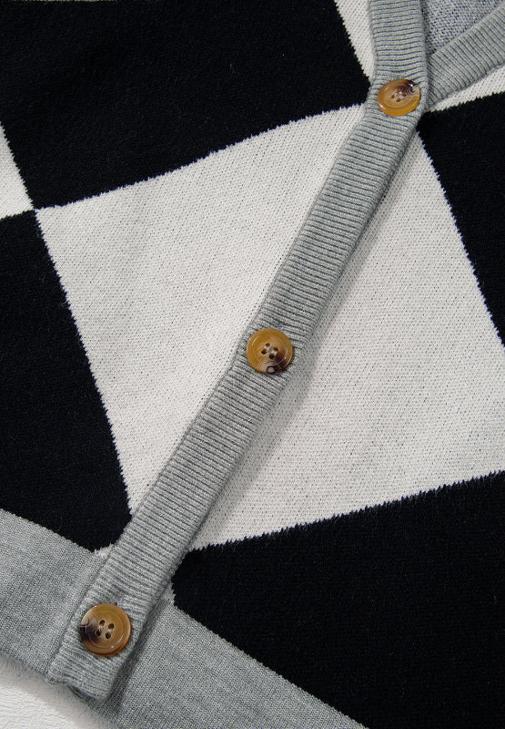 Color Block Button Down Long Sleeve Cardigan - ClassiQ