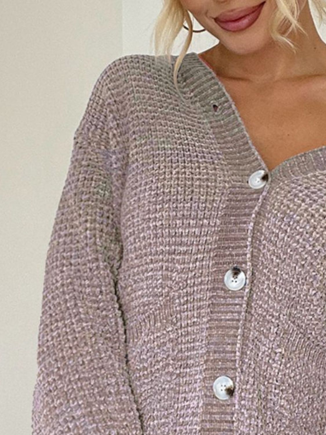 Pocketed V-Neck Button Up Cardigan - ClassiQ