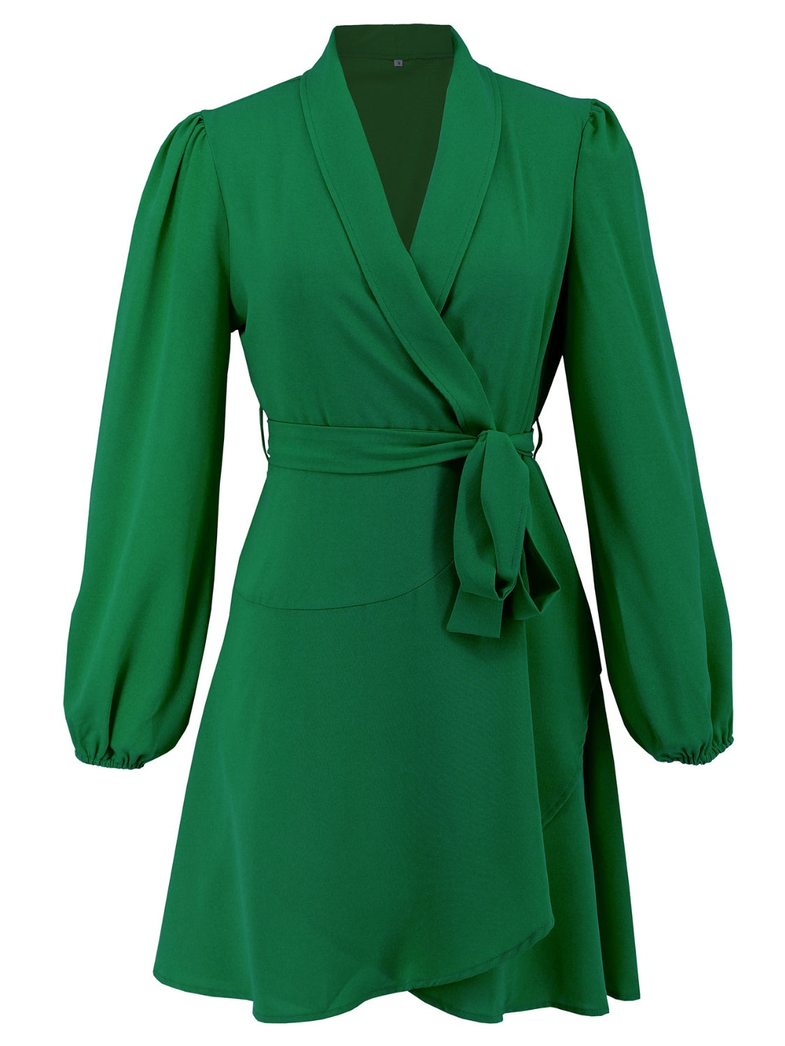 Surplice Tie Waist Long Sleeve Mini Dress - Classique Collection