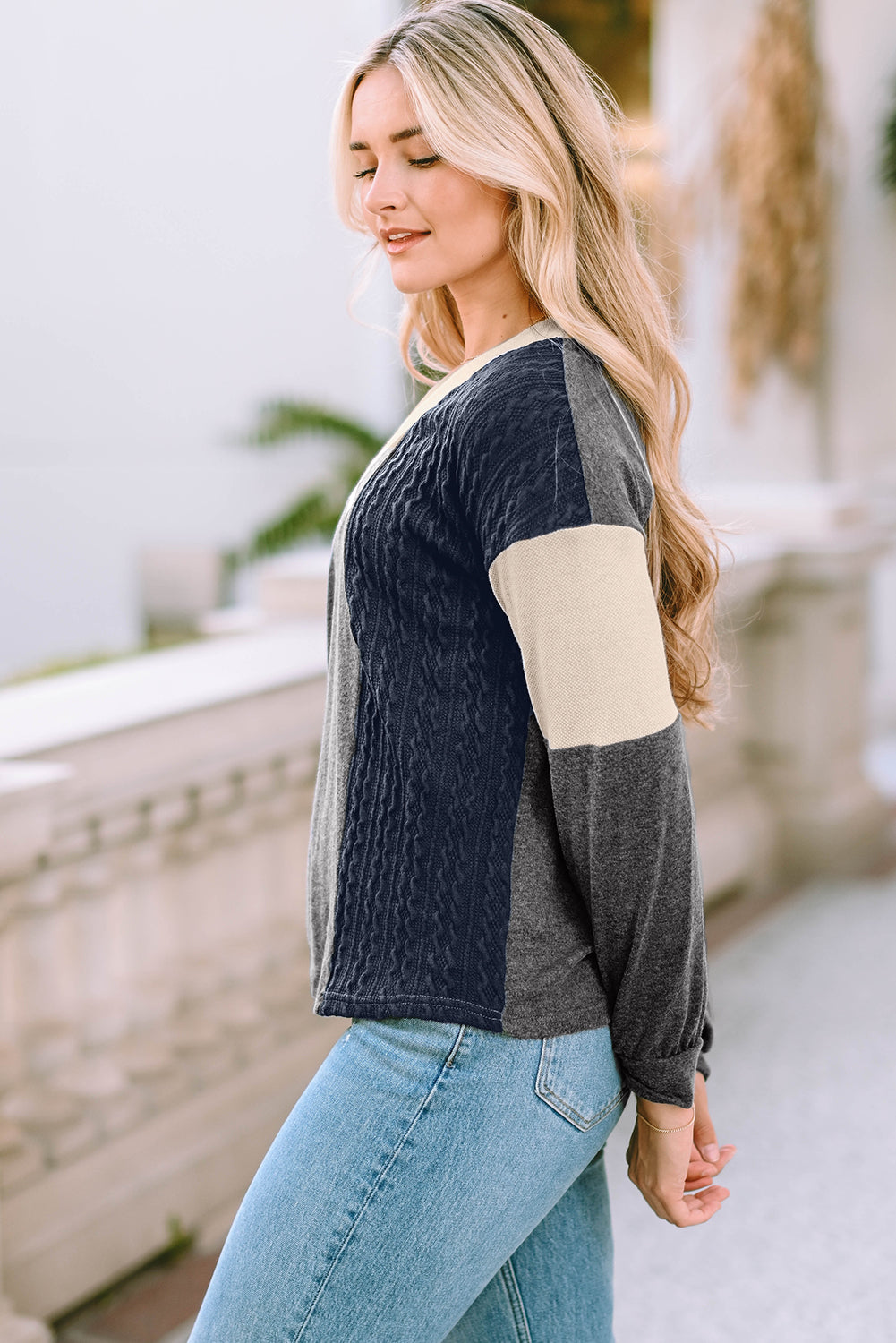 V Neck Color Block Top - Classique Collection