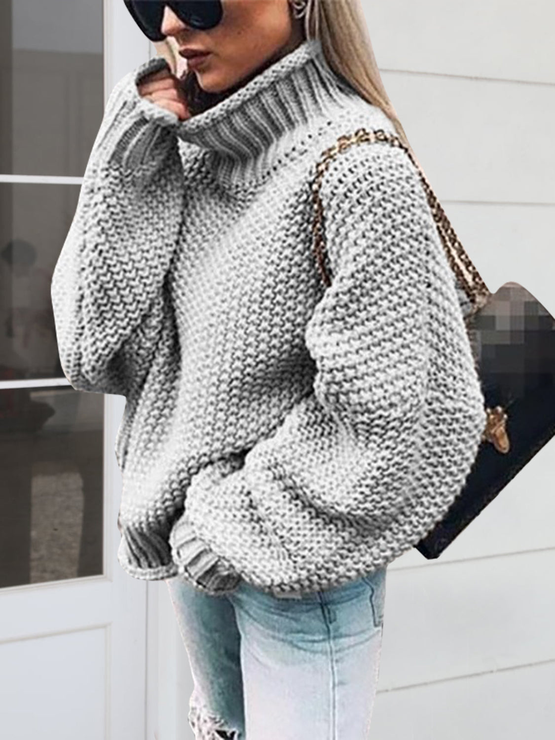 Turtleneck Long Sleeve Sweater - ClassiQ
