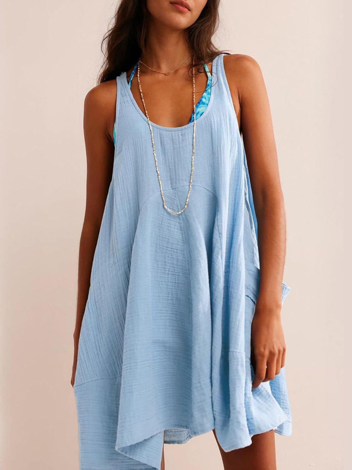Devine Tied Scoop Neck Wide Strap Mini Dress - Classique Collection