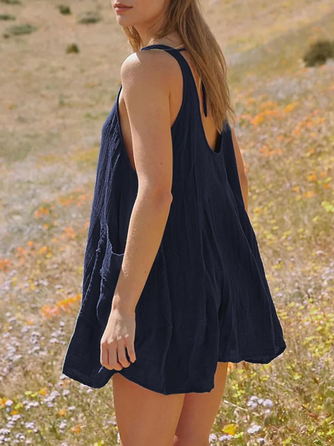 Devine Tied Scoop Neck Wide Strap Mini Dress - Classique Collection