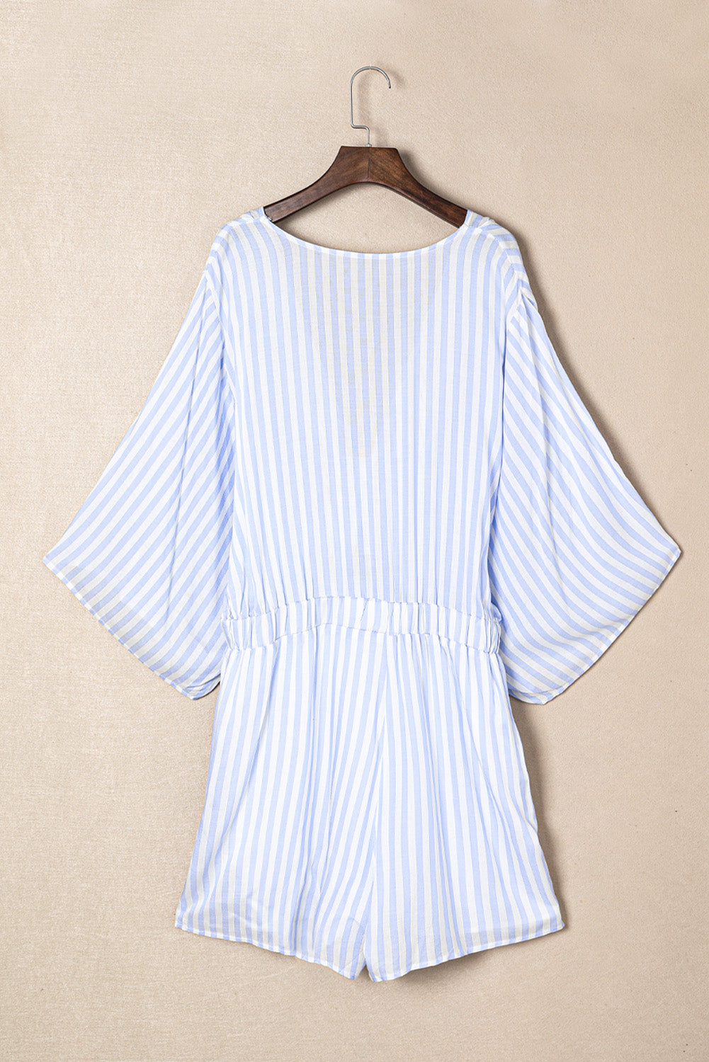 Bow Striped Kimono Sleeve Romper - ClassiQ