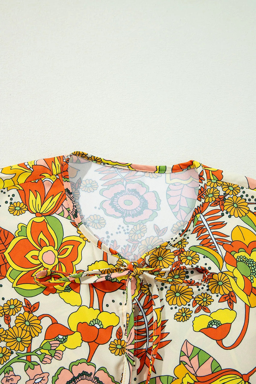 Printed Tie Neck Balloon Sleeve Mini Dress - Classique Collection