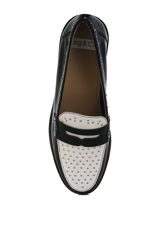 Raisa Stud Embellished Penny Loafers - Classique Collection