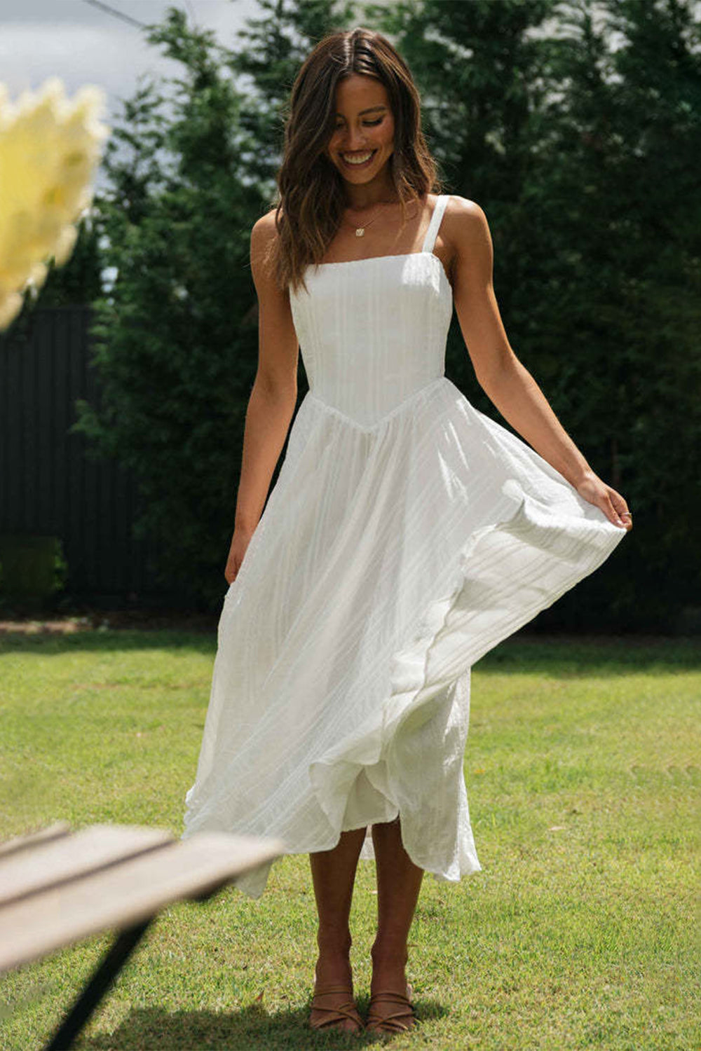Square Neck Wide Strap Cami Dress - Classique Collection