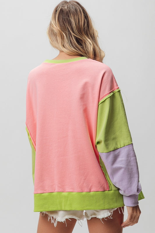 BiBi Washed Color Block Sweatshirt - Classique Collection