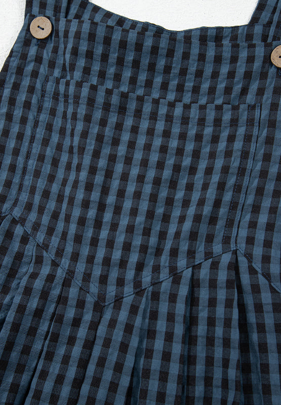 Plaid Wide Strap Wide Leg Overalls - ClassiQ