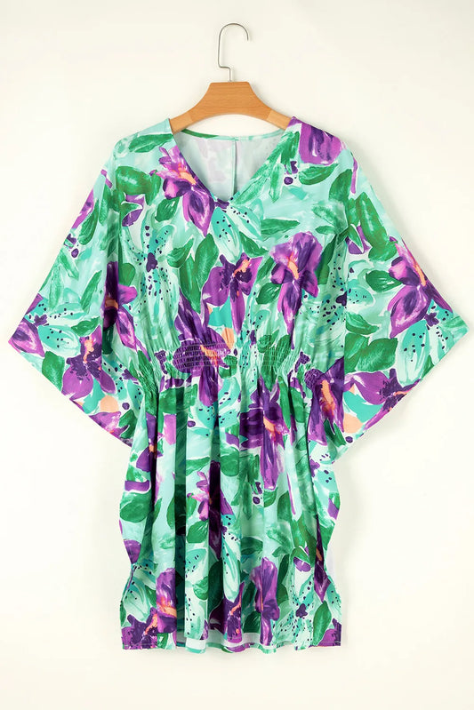 Printed V-Neck Half Sleeve Mini Dress - Classique Collection