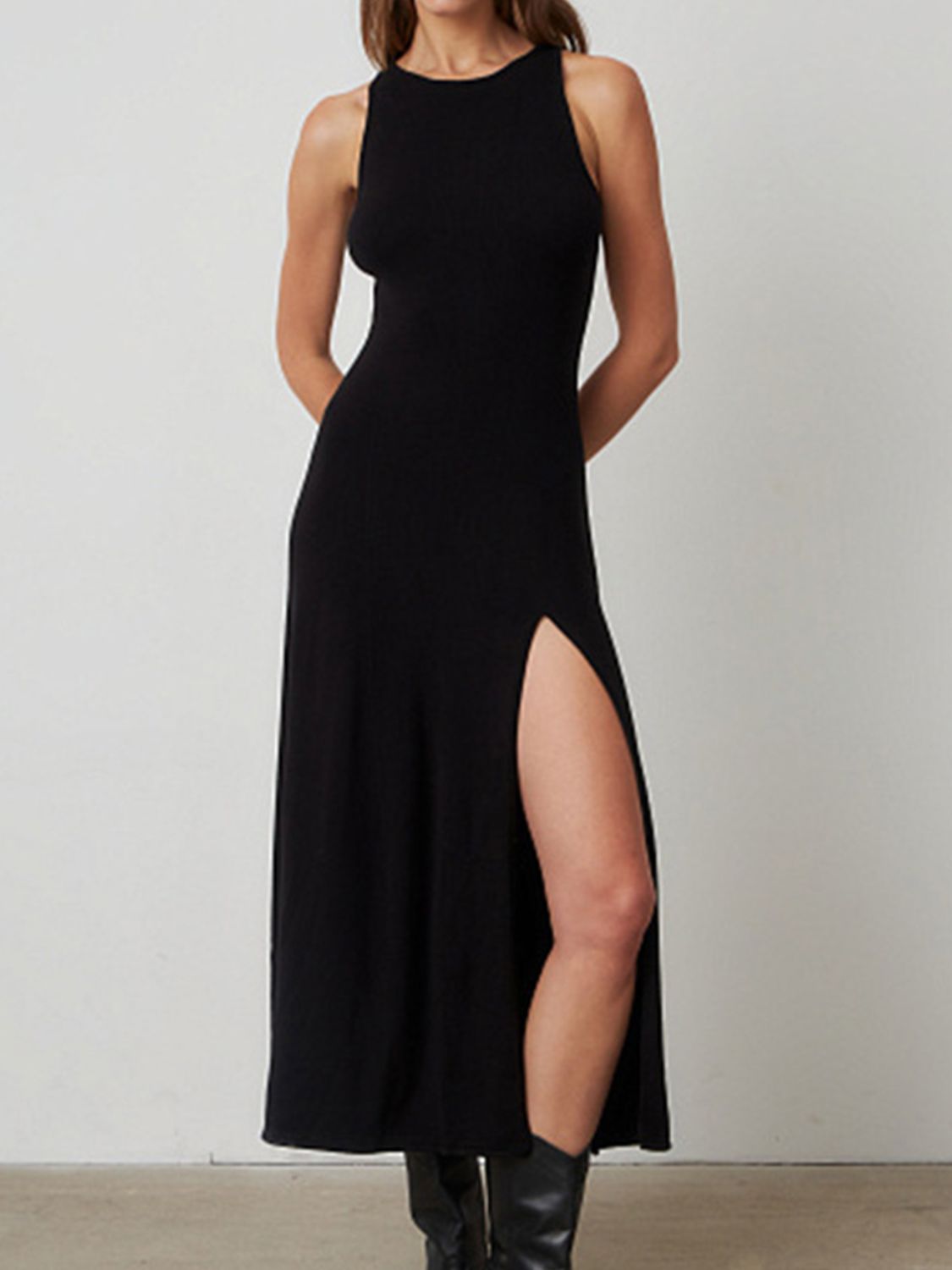 Side Slit Round Neck Sleeveless Dress - Classique Collection