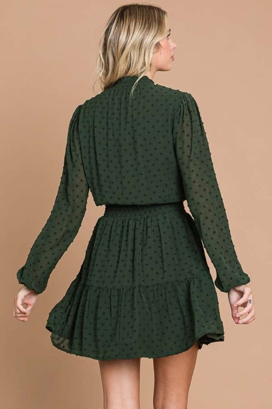 Culture Code Swiss Dot Smock Neck Mini Dress with Pockets - Classique Collection