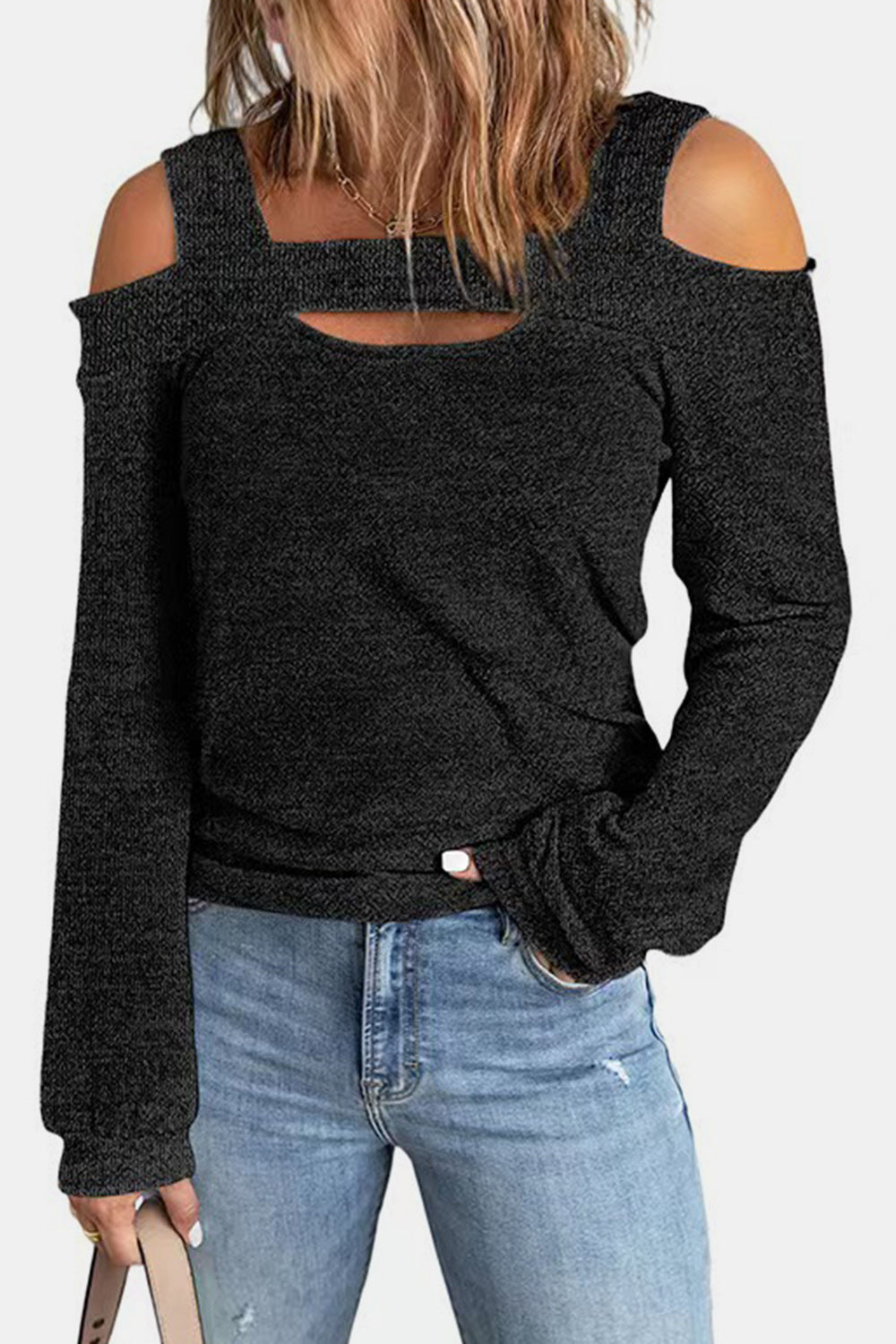 Full Size Cutout Cold Shoulder Blouse - Classique Collection