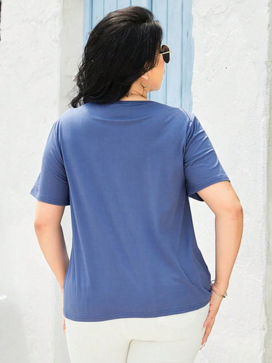 Plus Size Cutout Short Sleeve Top - Classique Collection