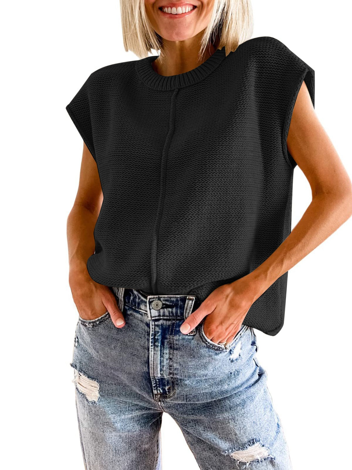 Cap Sleeve Sweater Vest - ClassiQ