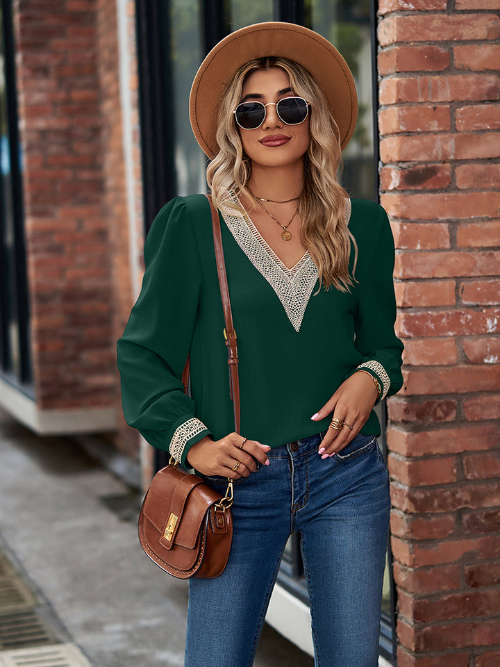 V-Neck Long Sleeve Blouse - Classique Collection