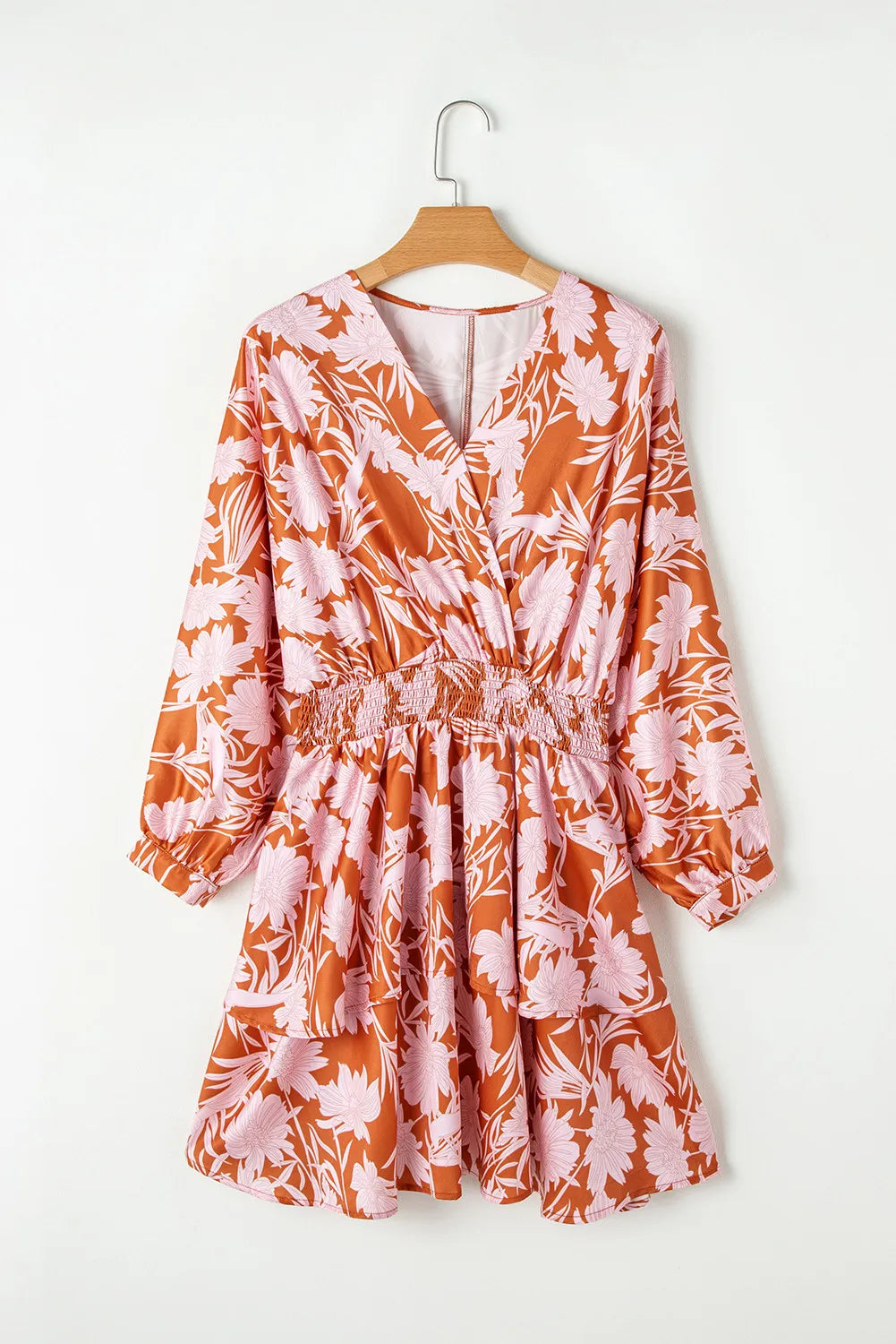 Smocked Printed Long Sleeve Mini Dress - Classique Collection