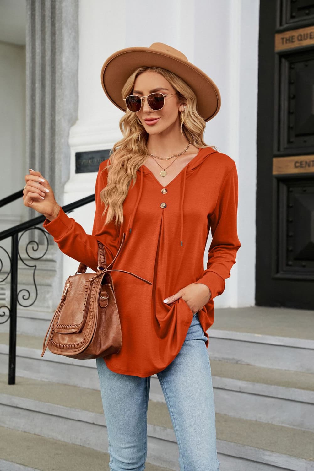 Long Sleeve Hooded Blouse - Classique Collection