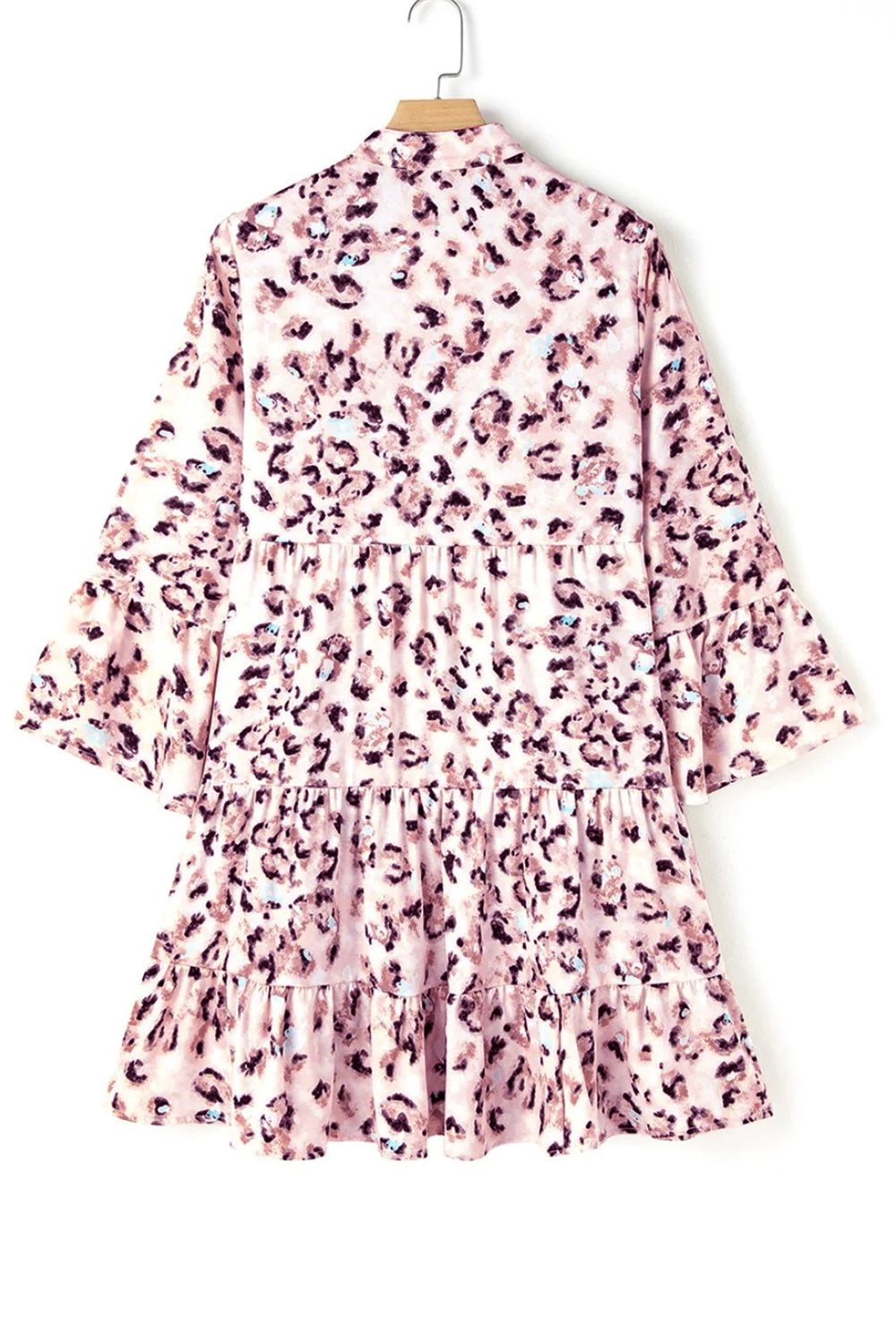 Leopard Notched Long Sleeve Tiered Dress - Classique Collection