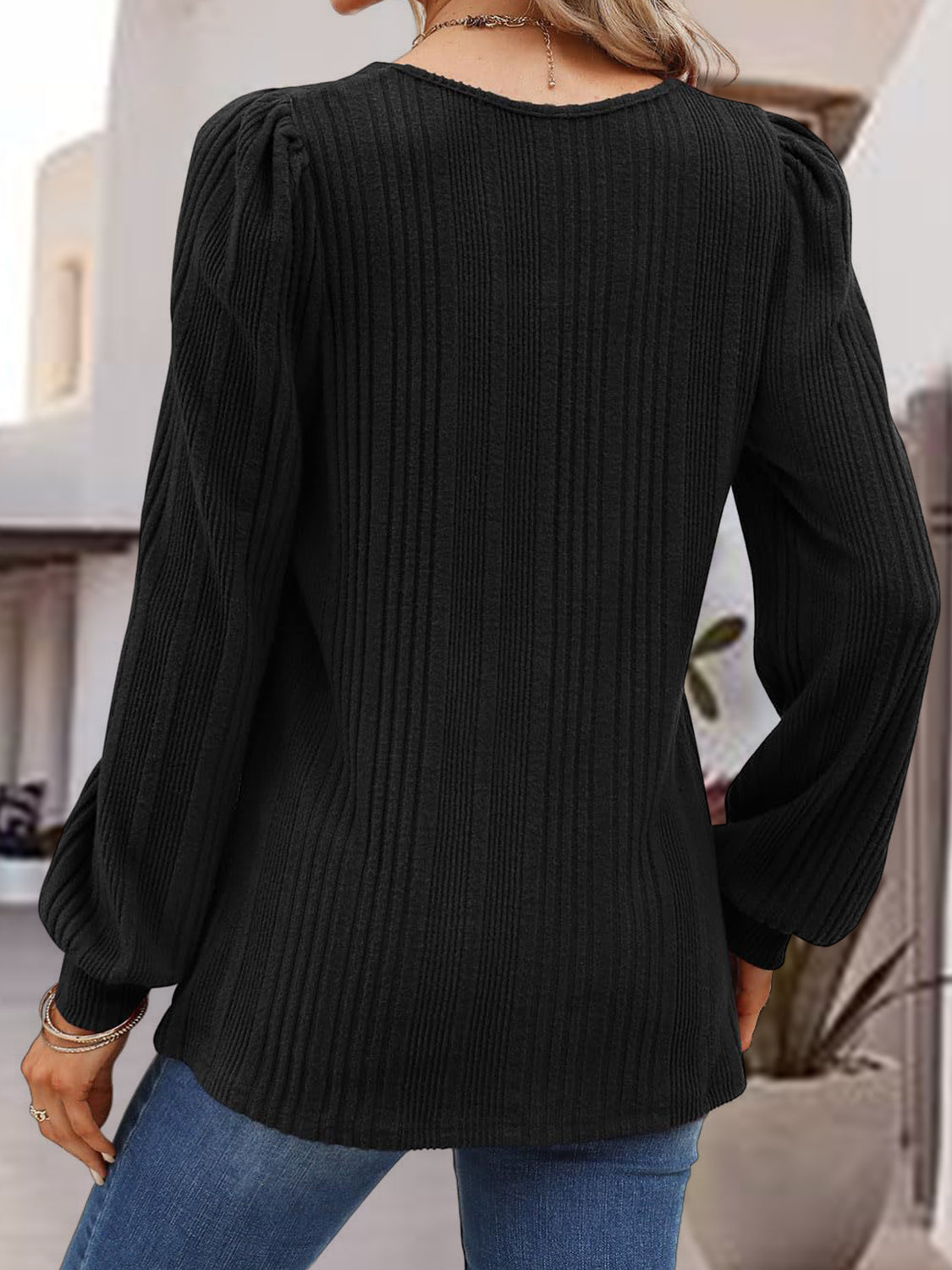 Square Neck Long Sleeve Top - Classique Collection