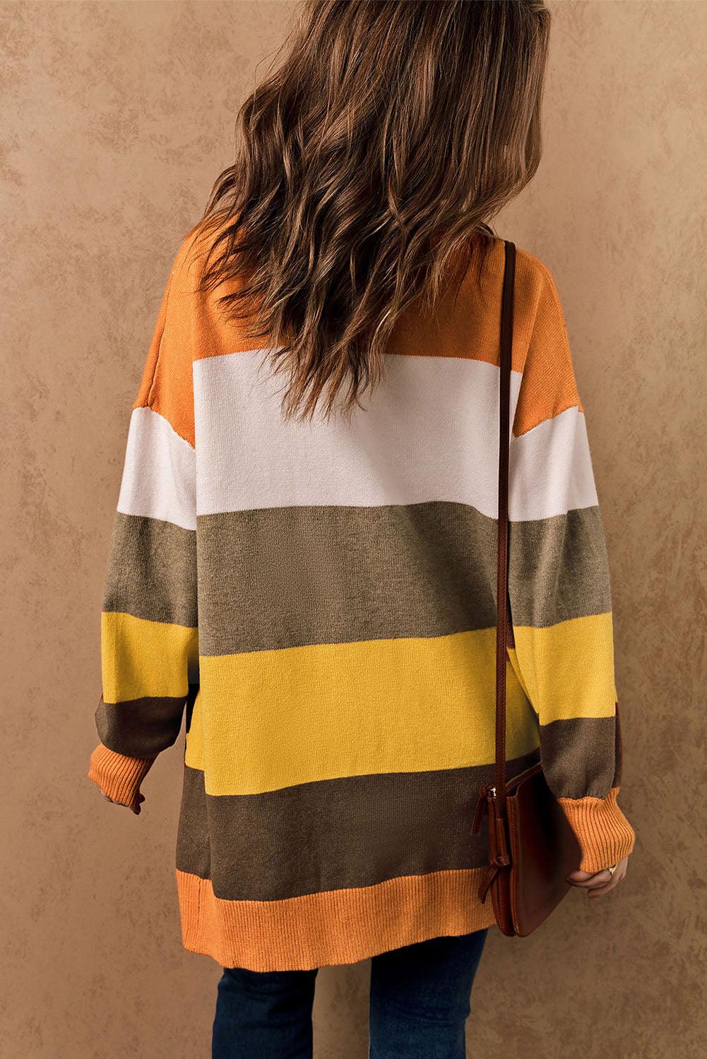 Open Front Color Block Cardigan - ClassiQ