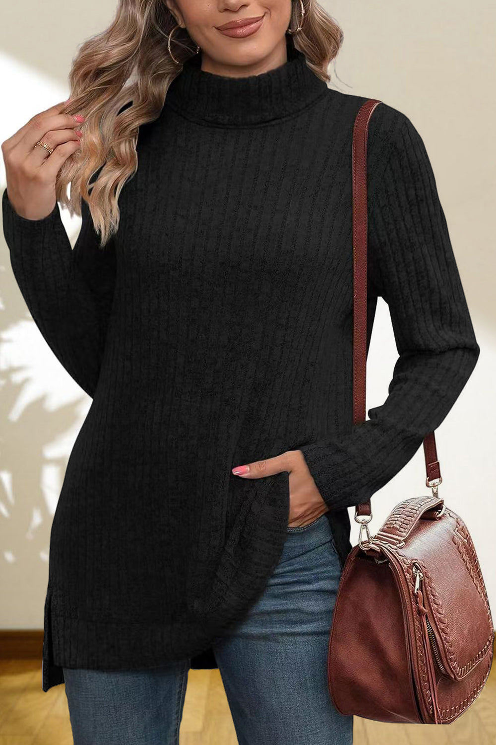 Turtleneck High Low Top - Classique Collection