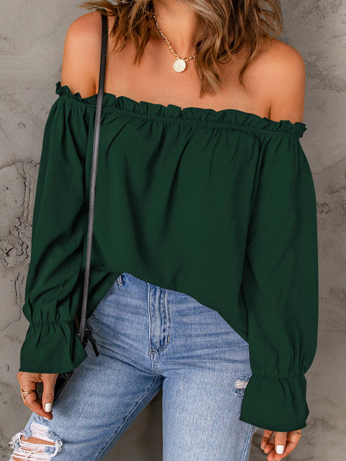 Off-Shoulder Flounce Sleeve Blouse - Classique Collection
