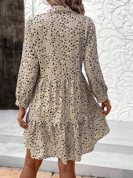 Tied Printed Long Sleeve Mini Dress - Classique Collection