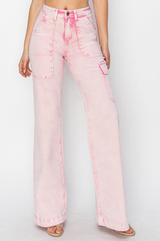 RISEN Full Size High Rise Cargo Pocket Jeans - Classique Collection