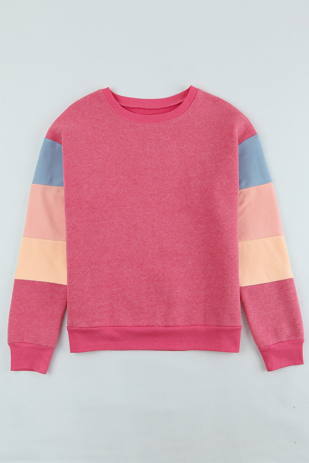 Color Block Round Neck Long Sleeve Sweatshirt - ClassiQ