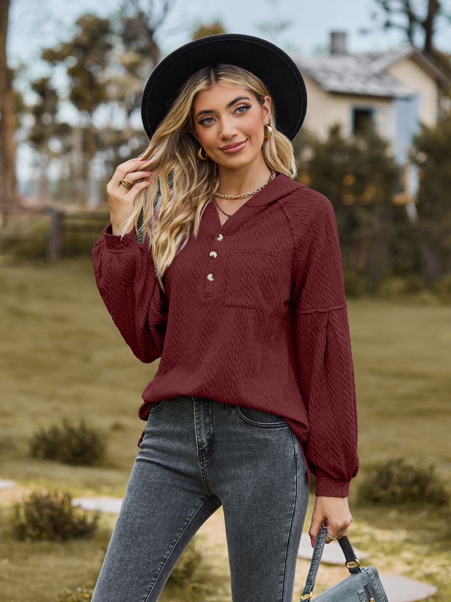 Cable-Knit Dropped Shoulder Hoodie - Classique Collection