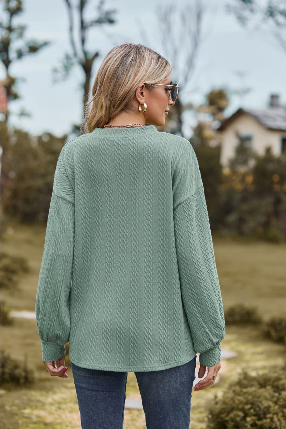 V-Neck Dropped Shoulder Blouse - Classique Collection