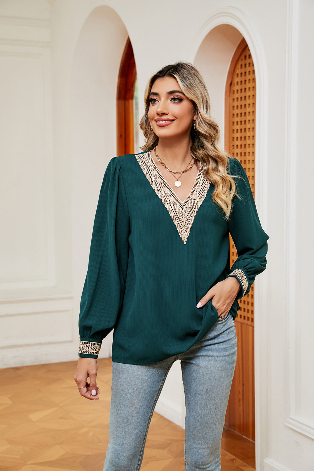 Contrast Puff Sleeve Blouse - Classique Collection