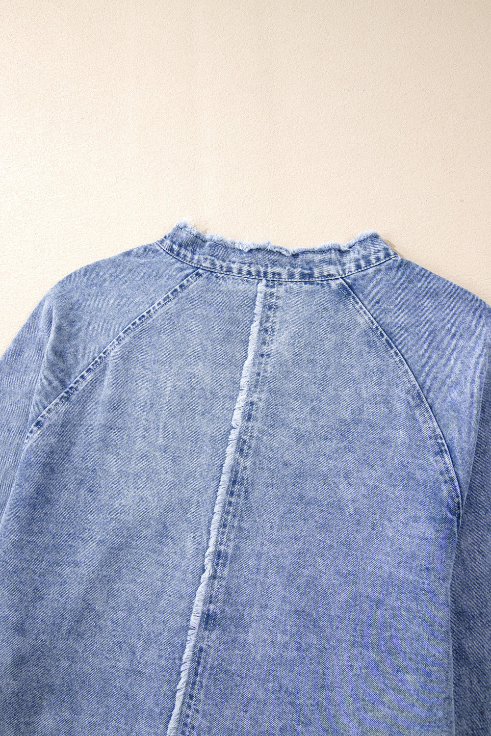 Raw Hem Button Down Long Sleeve Denim Dress - Classique Collection