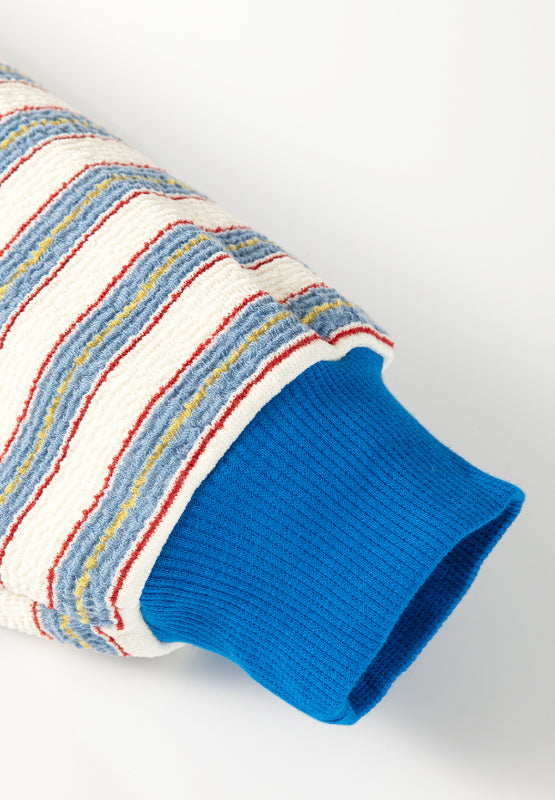 Striped Johnny Collar Long Sleeve Sweatshirt - Classique Collection