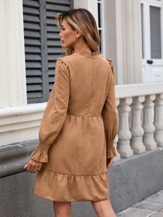 Frill Mock Neck Long Sleeve Dress - Classique Collection