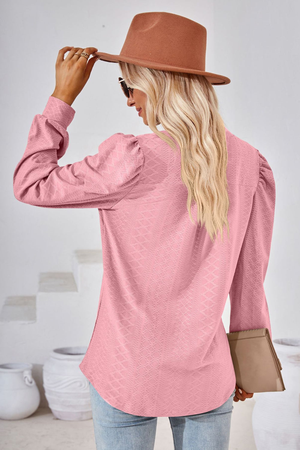V-Neck Puff Sleeve Blouse - Classique Collection
