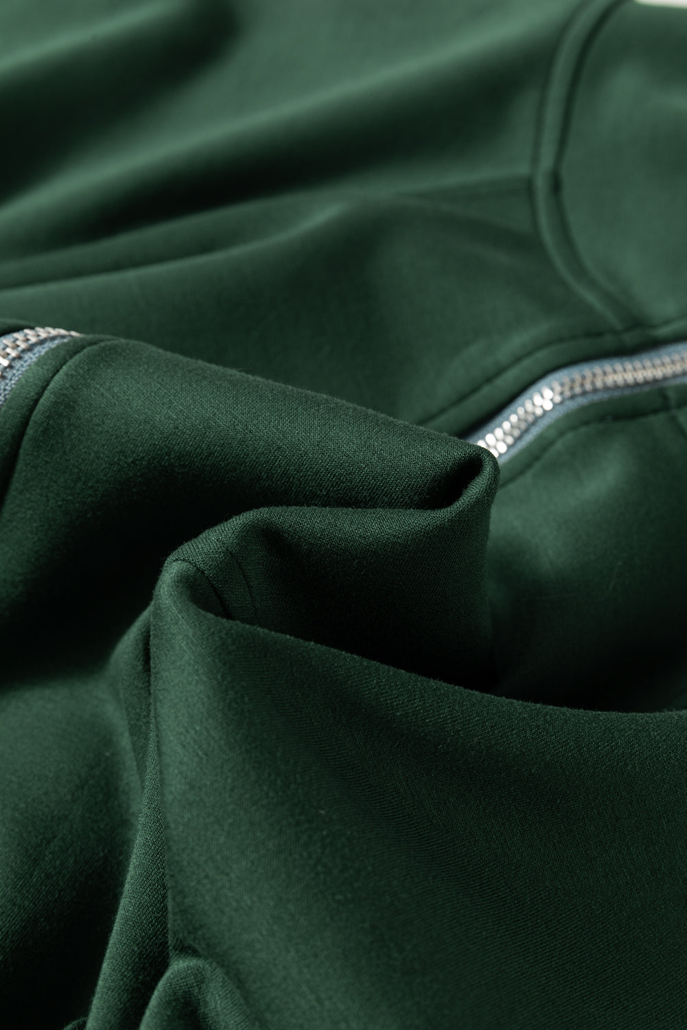 Drawstring Half Zip Long Sleeve Romper - ClassiQ