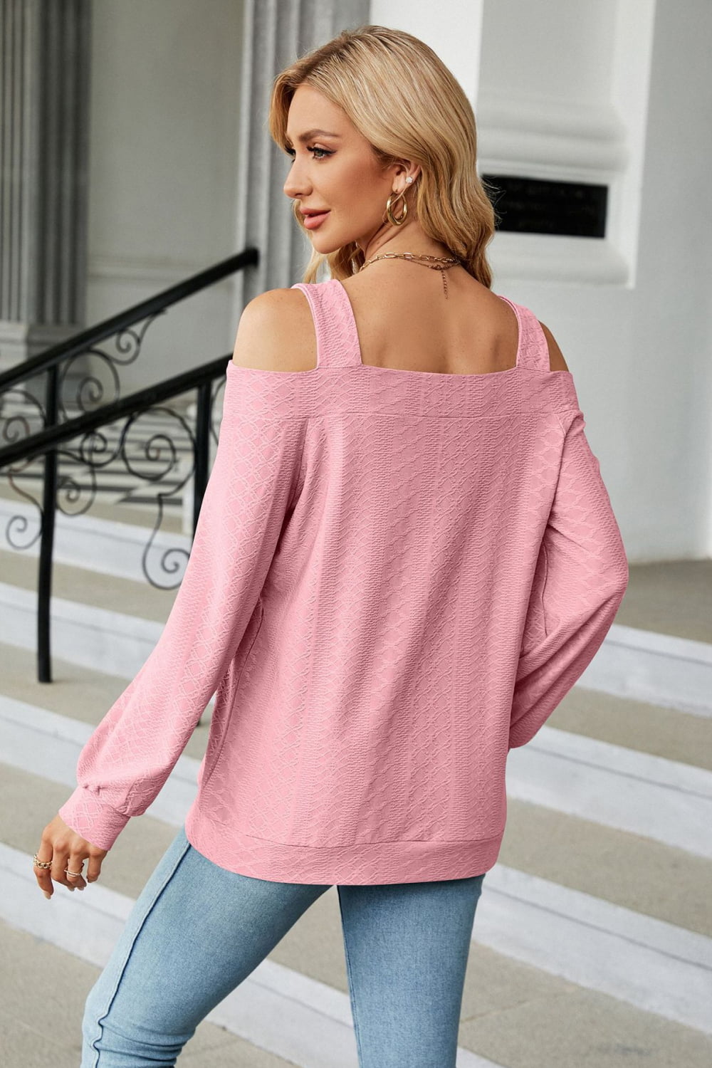 Cold Shoulder Square Neck Cutout Blouse - Classique Collection