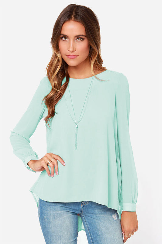 Ivy Lane Full Size Round Neck Back Pleated Blouse - Classique Collection