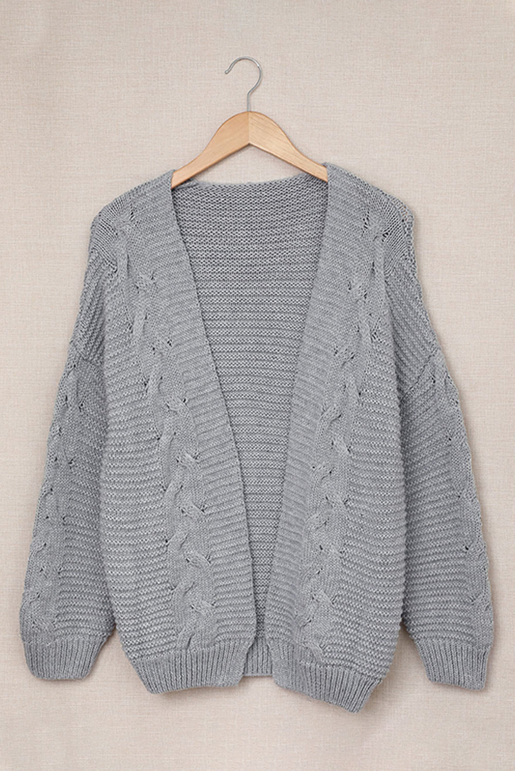 Cable-Knit Open Front Cardigan - ClassiQ
