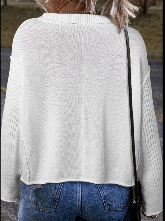 Collared Neck Button Down Long Sleeve Cardigan - Classique Collection