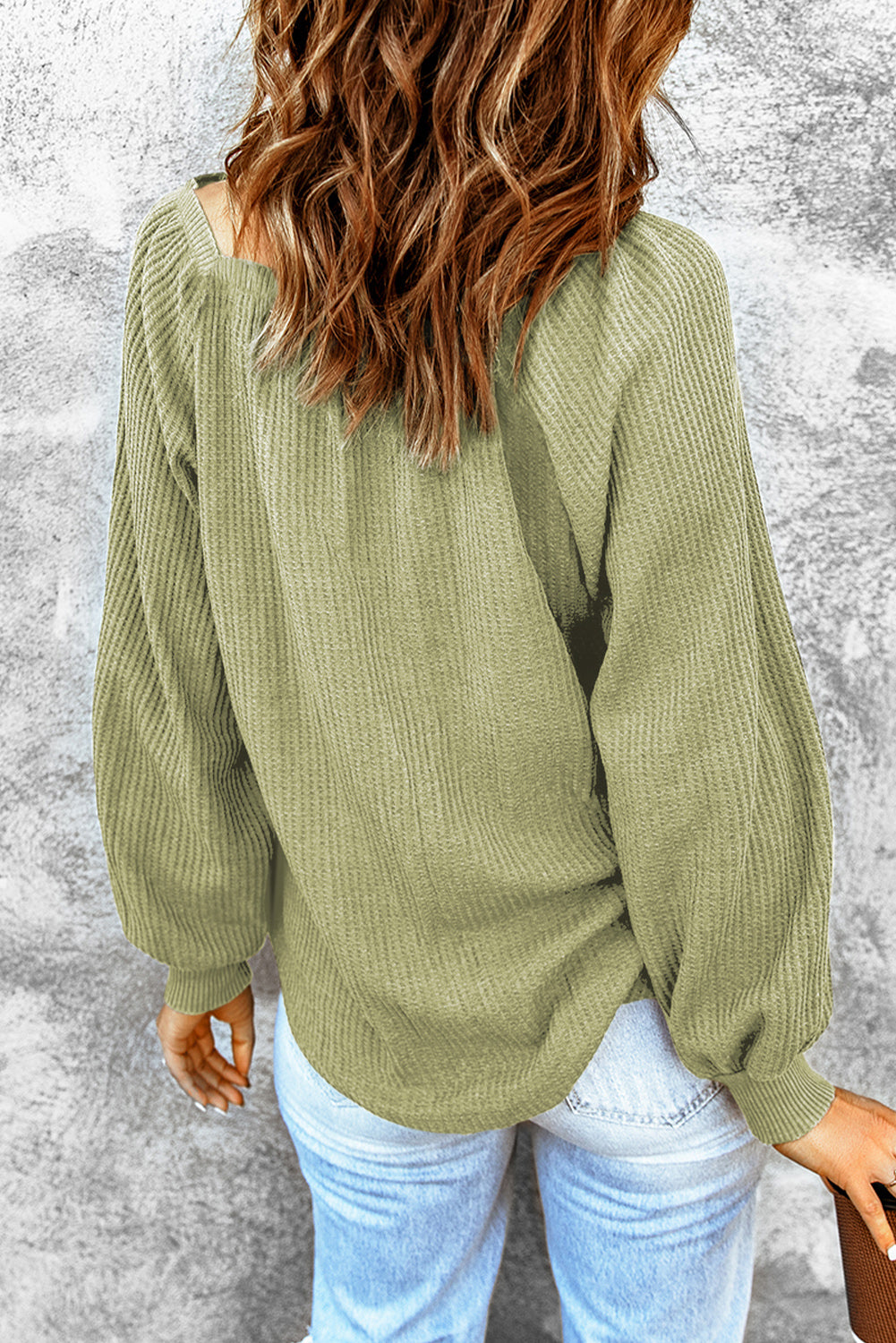 Square Neck Waffle-Knit Top - Classique Collection