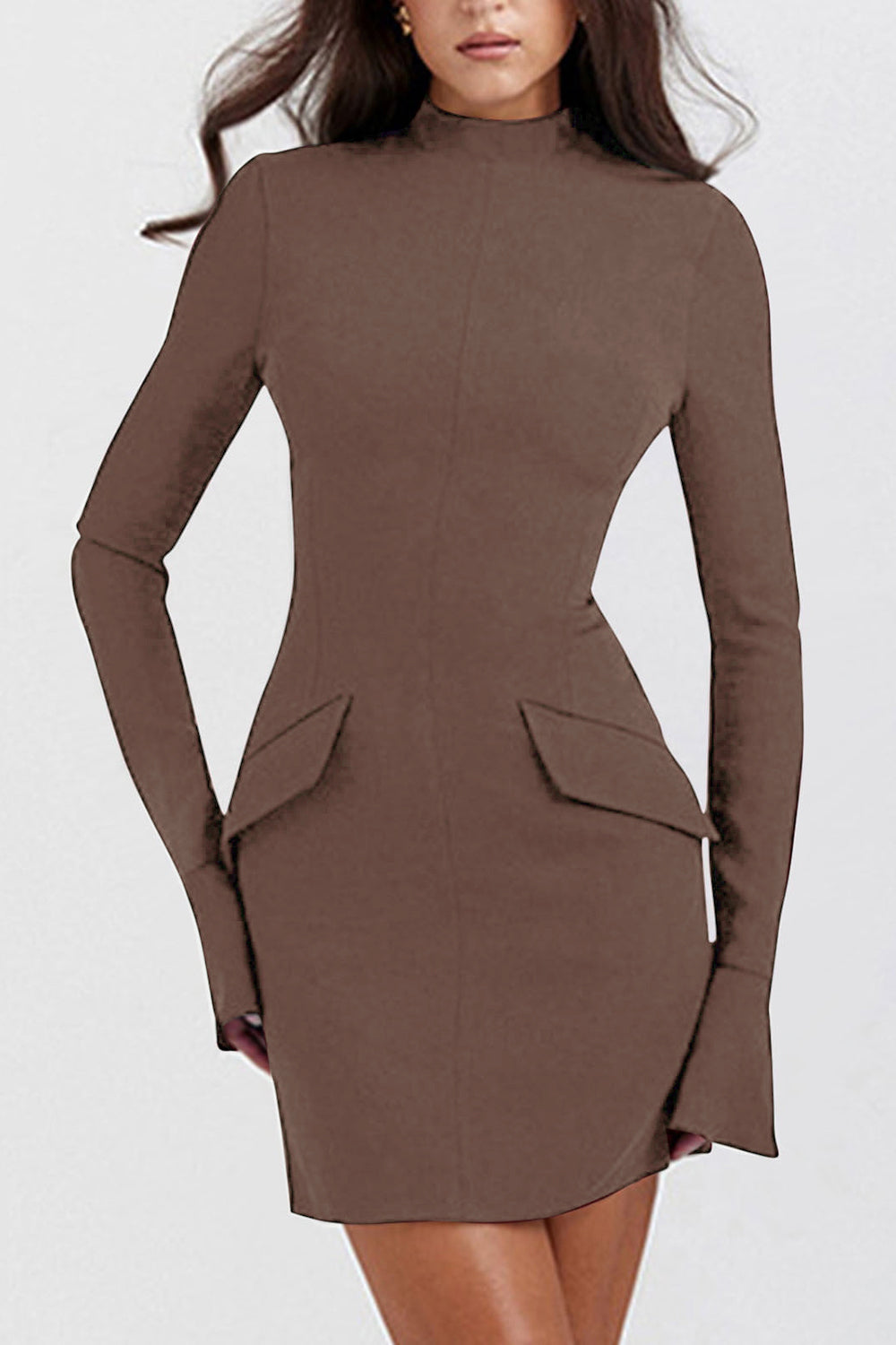 Mock Neck Long Sleeve Mini Dress - Classique Collection