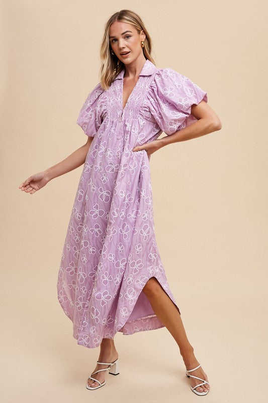 Annie Wear Floral Smock Detail Puff Sleeve Dress - ClassiQ