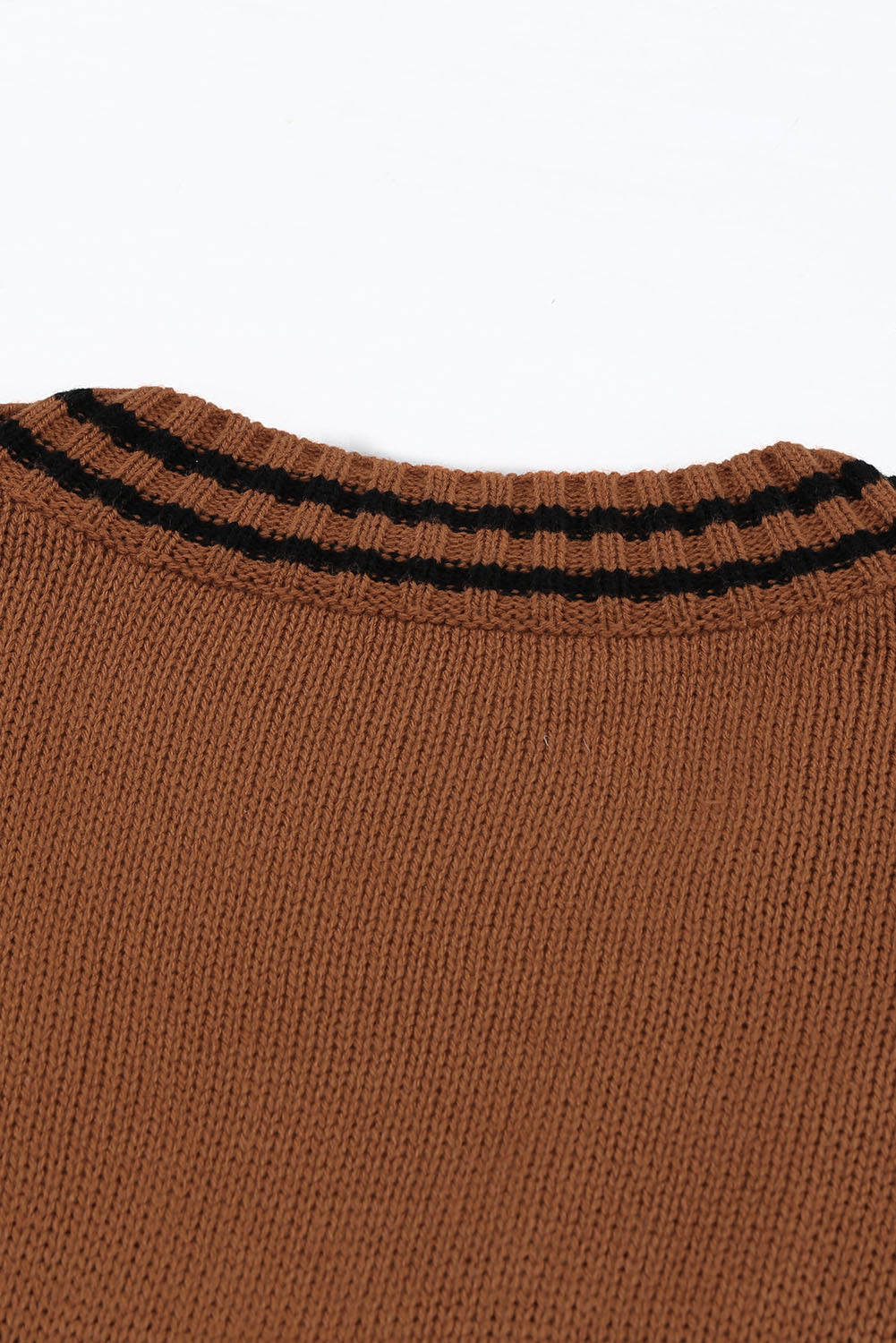 Striped Trim V-Neck Sweater Vest - ClassiQ