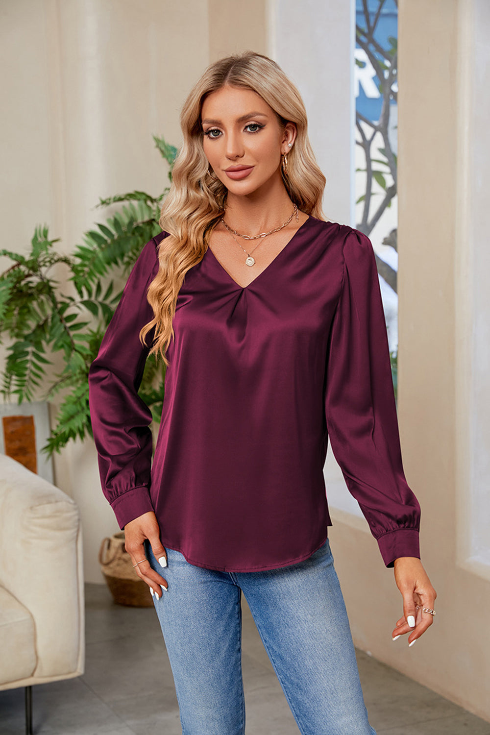 V-Neck Long Sleeve Top - Classique Collection