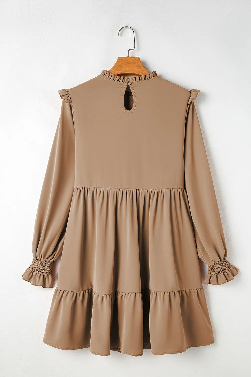 Frill Round Neck Flounce Sleeve Mini Dress - Classique Collection