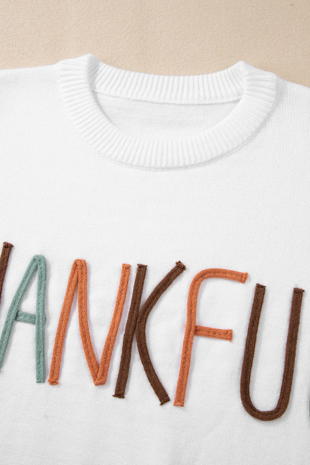 THANKFUL Round Neck Drop Shoulder Sweater - Classique Collection